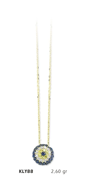 14 Ayar Altın Nazar Boncuğu Kolye KLY88 ürün görseli