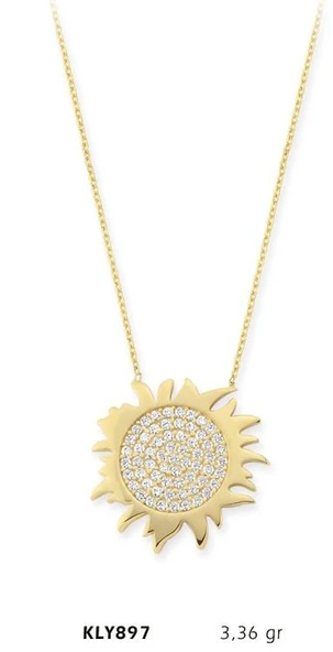 14 Ayar Altın Güneş Kolye KLY897 ürün görseli