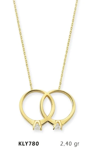 14 Ayar Altın Çift Yüzük Kolye KLY780