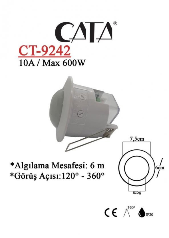 Cata CT-9242 Işık ve Mesafe Hareket Sensörü