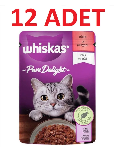 Whiskas Pouch Pure Delight Jöle İçinde Sığır Etli Yetişkin Kedi Konservesi 85 Gr x 12 Adet ürün görseli