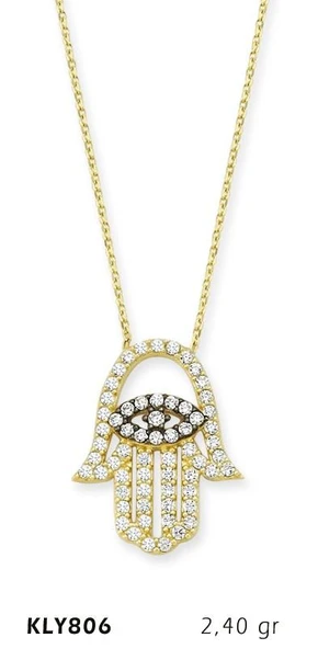 14 Ayar Altın Fatma Eli Kolye KLY806 ürün görseli
