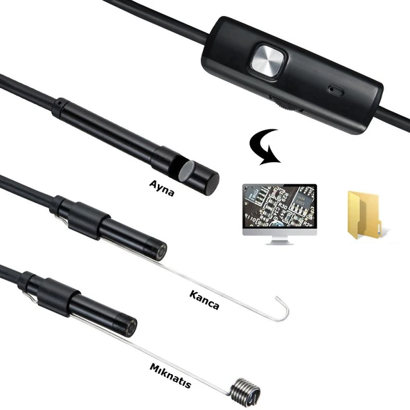 Endoskop 3 in 1 Yılan Kamera USB Micro Usb Type-C 2M Sert Kablo - 3