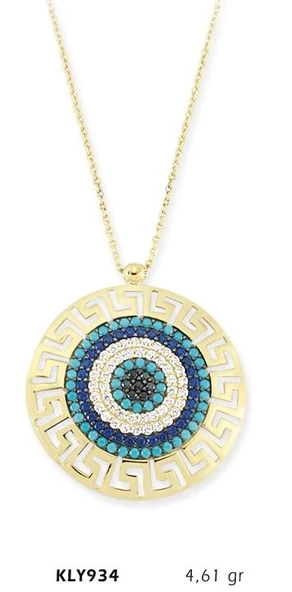 14 Ayar Altın Nazar Boncuğu Kolye KLY934 ürün görseli