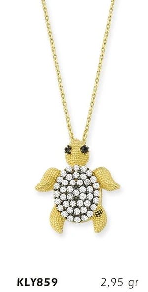 14 Ayar Altın Kaplumbağa Kolye KLY859 ürün görseli