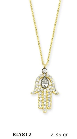 14 Ayar Altın Fatma Eli Kolye KLY812 ürün görseli