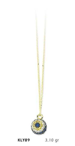 14 Ayar Altın Nazar Boncuğu Kolye KLY89 ürün görseli