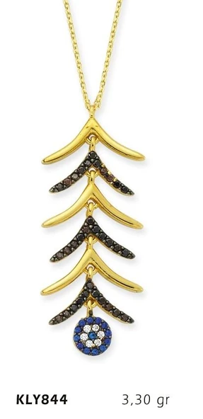 14 Ayar Altın Nazar Taşlı Kolye KLY844 ürün görseli