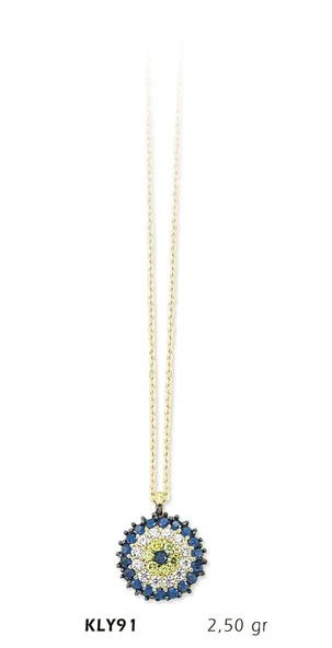 14 Ayar Altın Nazar Boncuğu Kolye KLY91 ürün görseli