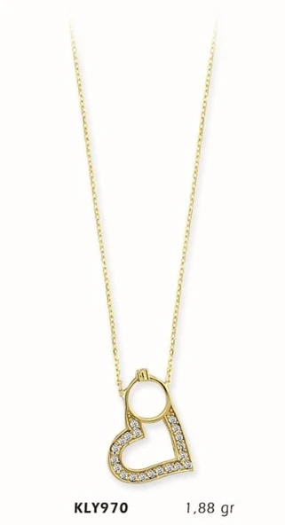 14 Ayar Altın Kalp Kolye KLY970 ürün görseli