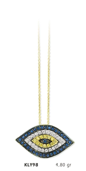 14 Ayar Altın Nazar Boncuğu Kolye KLY98 ürün görseli
