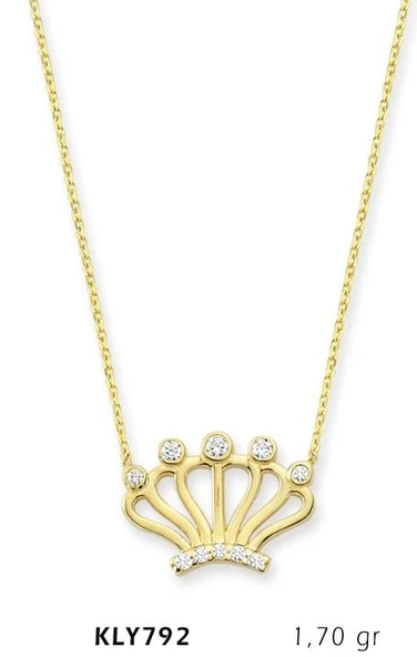 14 Ayar Altın Kral Tacı Kolye KLY792 ürün görseli