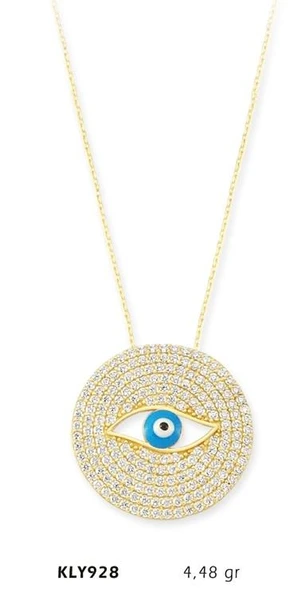 14 Ayar Altın Nazar Boncuğu Kolye KLY928 ürün görseli