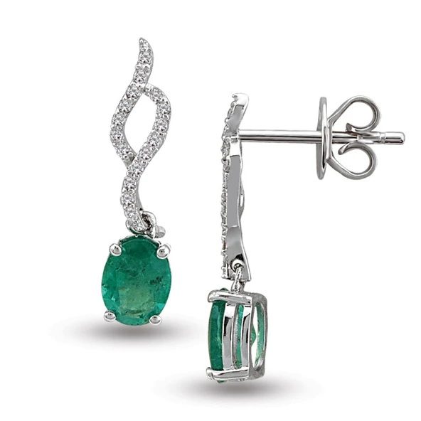 Harem Altın 0.97 Ct Pırlantalı Zümrüt Küpe RTK18