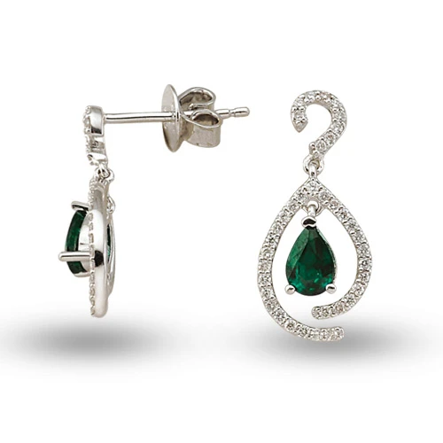 Harem Altın 0.98 Ct Pırlantalı Zümrüt Küpe RTK16