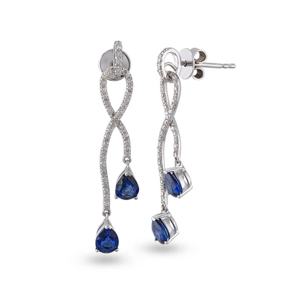 Harem Altın 1.64 Ct Pırlantalı Safir Küpe RTK39