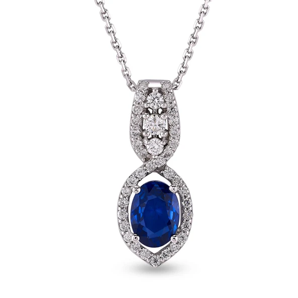 Harem Altın 1.15 Ct Pırlanta Safir Kolye RTKL42