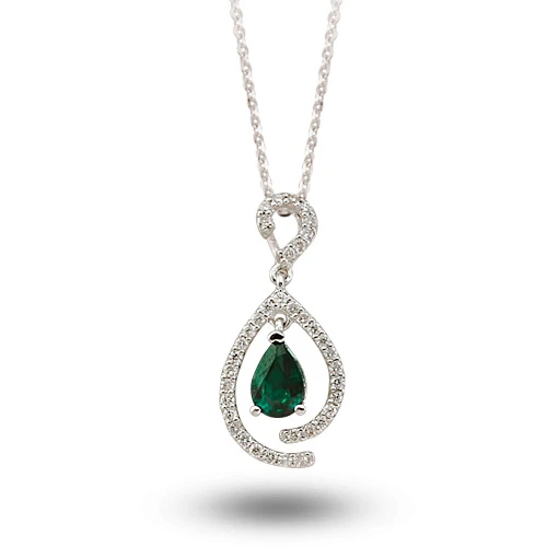 Harem Altın 0.48 Ct Pırlanta Zümrüt Kolye RTKL22