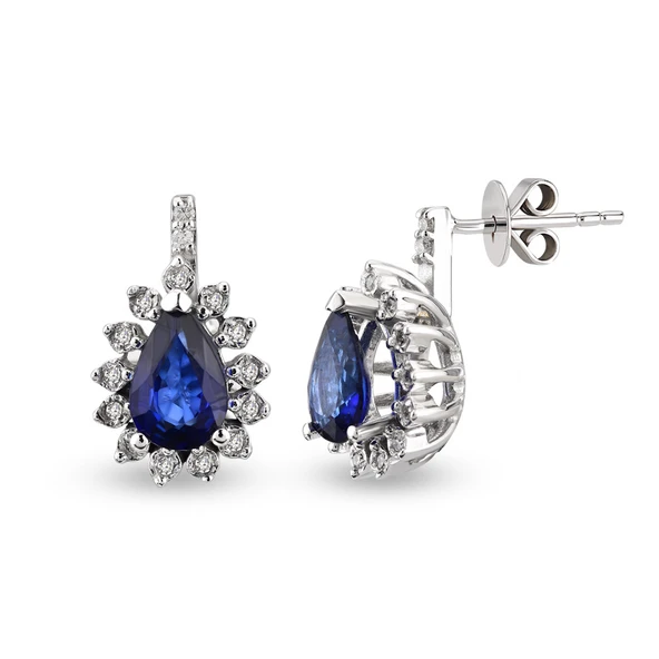 Harem Altın 0.86 Ct Pırlantalı Safir Küpe RTK26