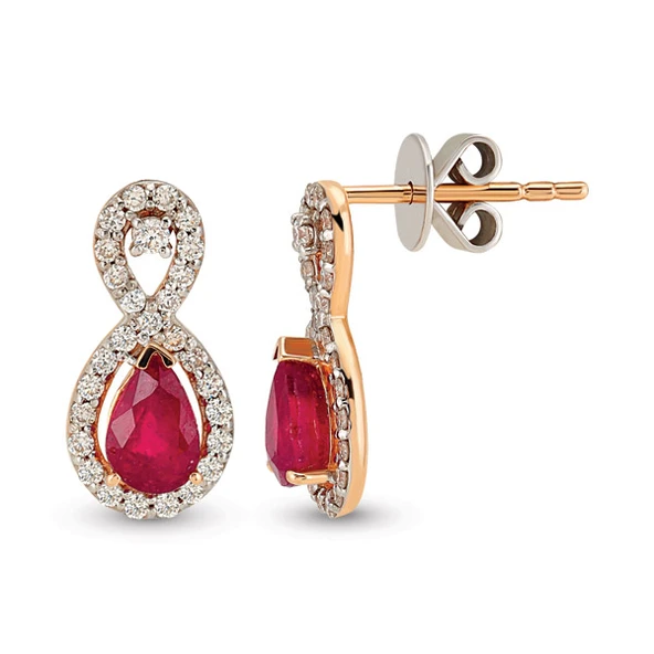 Harem Altın 1.77 Ct Pırlantalı Yakut Küpe RTK10