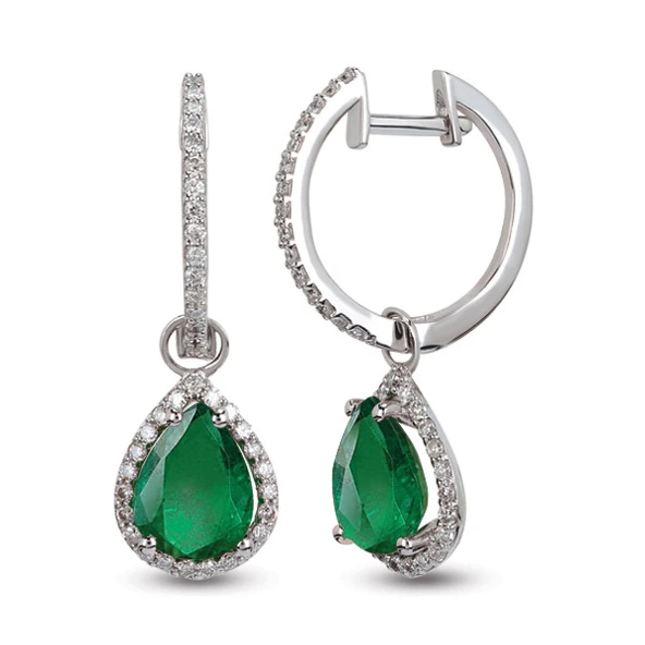 Harem Altın 1.45 Ct Pırlantalı Zümrüt Küpe RTK6