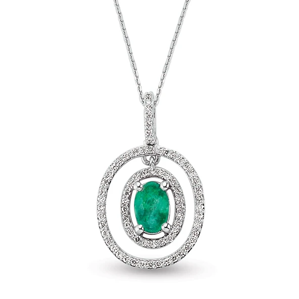 Harem Altın 1.00 Ct Pırlanta Zümrüt Taşlı Kolye RTKL44