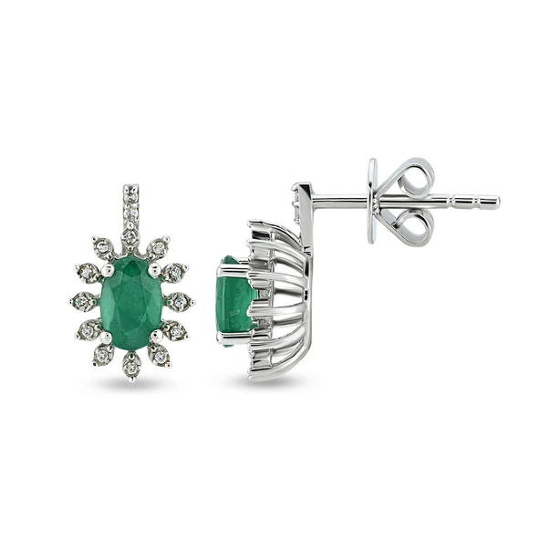 Harem Altın 0.72 Ct Pırlantalı Zümrüt Küpe RTK44