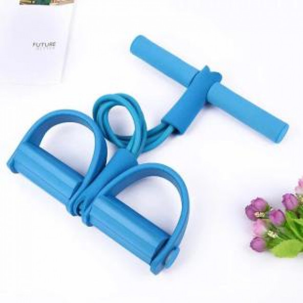 Body Trimmer Vücut Şekillendirici Egzersiz Karın El Ayak Direnç Lastiği Orjinal 4 Lastikli Mavi