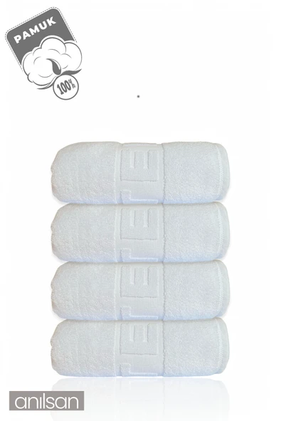 4'lü Beyaz Hotel El Havlusu - 50x90 Cm, 225 Gr, %100 Pamuk, Spa Ve Otel Havlusu, Günlük Kullanıma Uygun - Resim 3