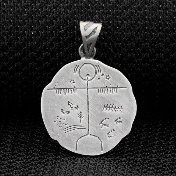 Kam Davulu Tasarımlı 925 Ayar Gümüş Kolye Ucu - Resim 2