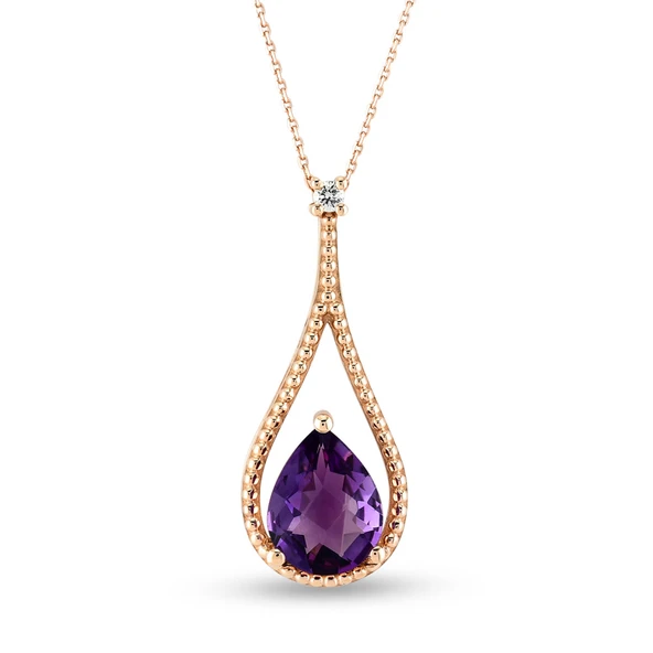 Harem Altın 1.33 Ct Pırlanta Ametist Taşlı Kolye RTKL55