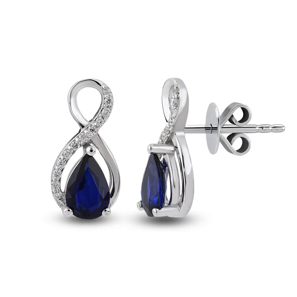 Harem Altın 0.91 Ct Pırlantalı Safir Küpe RTK34