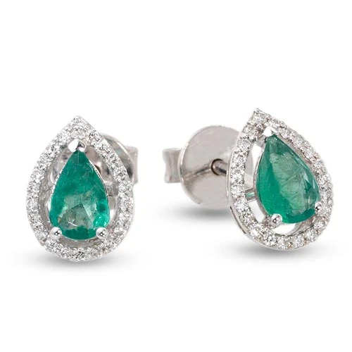 Harem Altın 0.96 Ct Pırlantalı Zümrüt Küpe RTK15