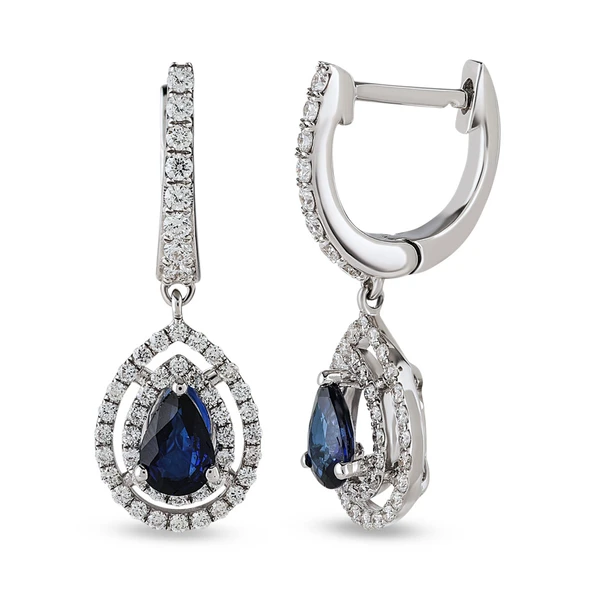 Harem Altın 1.64 Ct Pırlantalı Safir Küpe RTK42