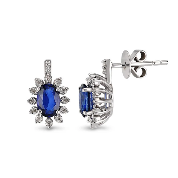 Harem Altın 1.06 Ct Pırlantalı Safir Küpe RTK28
