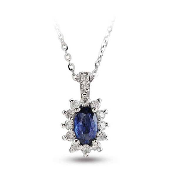 Harem Altın 0.51 Ct Pırlanta Safir Kolye RTKL30