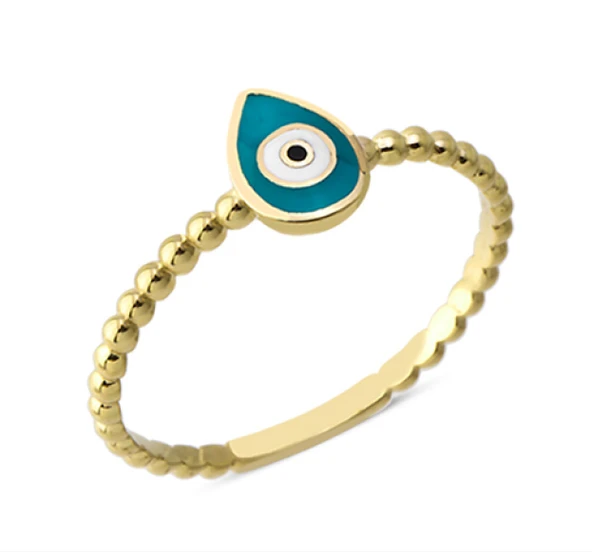 14 Ayar Altın Mineli Damla Göz Yüzük YZK090A ürün görseli