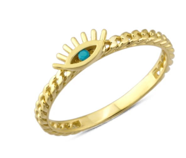 14 Ayar Altın Nazar Gözü Yüzük YZK206 ürün görseli