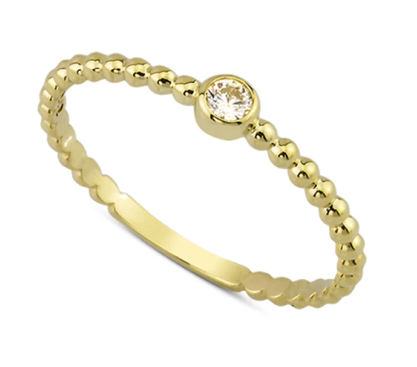 Harem Altın 14 Ayar Altın Top Kollu Tektaş Yüzük YZK046 ürün görseli 1