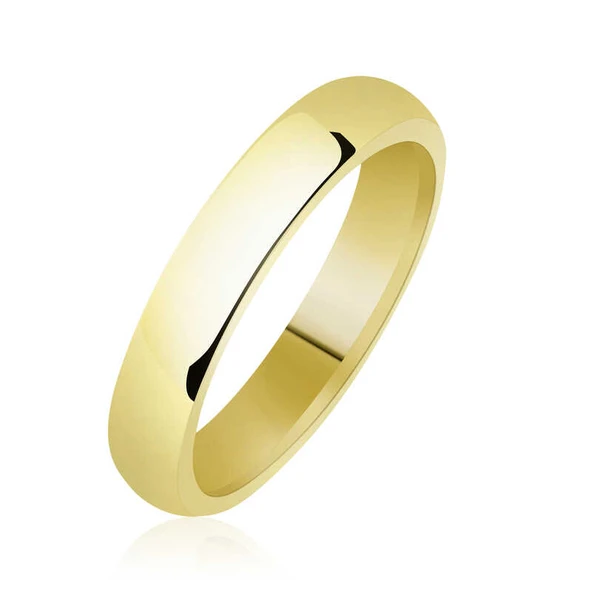 Harem Altın Düz Bombeli Gold Gümüş Alyans - 4 mm