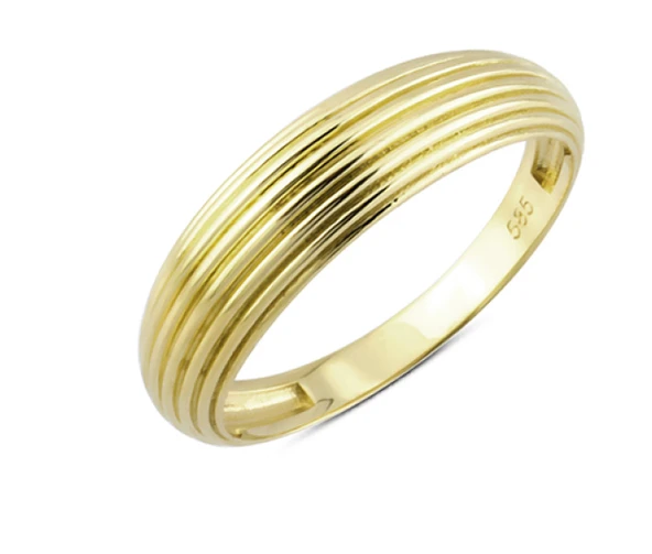 14 Ayar Altın Taşsız Çizgili Yüzük YZK211 ürün görseli