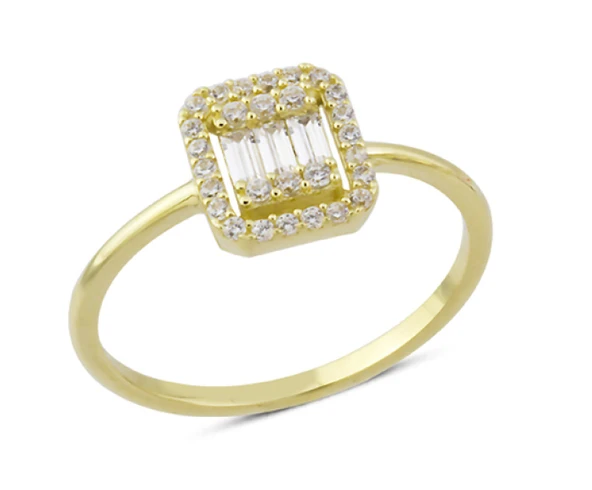 14 Ayar Altın Baget Taşlı Yüzük YZK182 ürün görseli