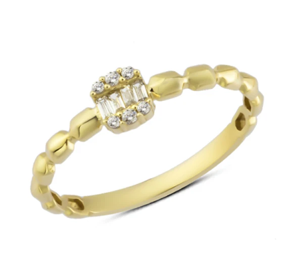 14 Ayar Altın Ortası Baget Taşlı Yüzük YZK193 ürün görseli