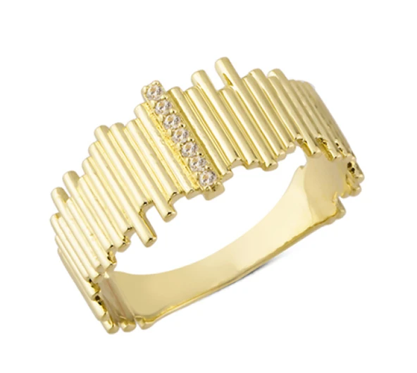 14 Ayar Altın Çizgili Yüzük YZK157 ürün görseli