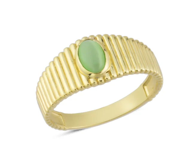 14 Ayar Altın Yeşil Taşlı Yüzük YZK197 ürün görseli