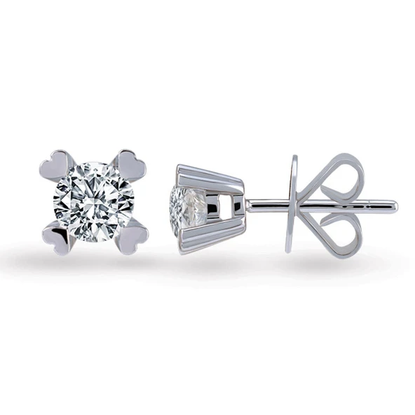 Harem Altın 0.20 Ct Tektaş Pırlanta Kalp Tırnak Küpe TKPE5