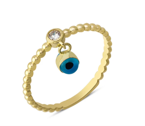 14 Ayar Altın Sallantılı Göz Boncuğu Yüzük YZK079 ürün görseli