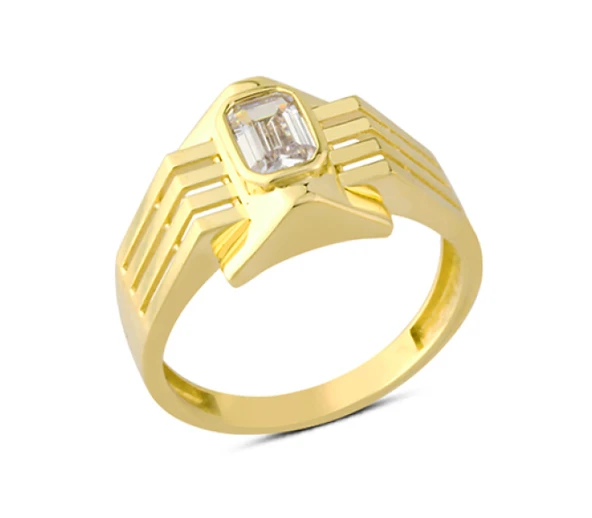 14 Ayar Altın Baget Taşlı Firavun Yüzük YZK138A ürün görseli