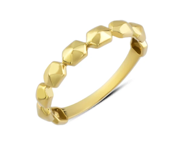 14 Ayar Altın Taşsız Altıgen Yüzük YZK199 ürün görseli