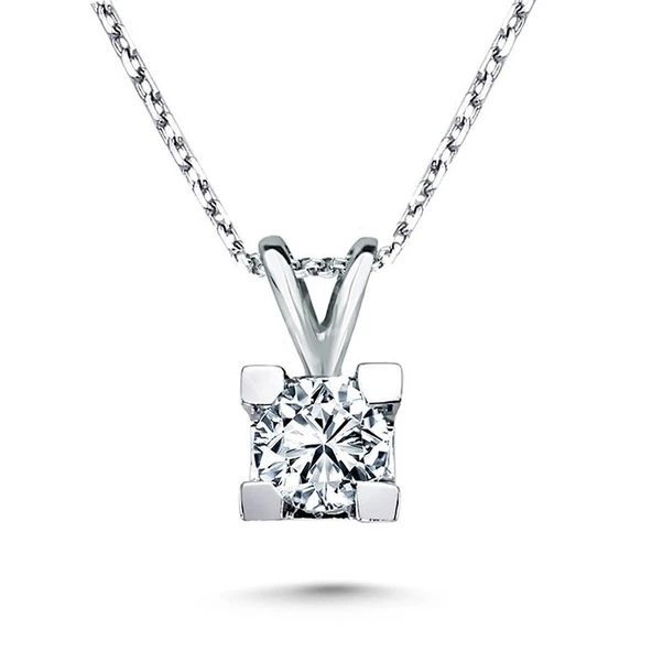 0.30 Karat F Renk HRD Sertifikalı Pırlanta Tektaş Kolye TK4